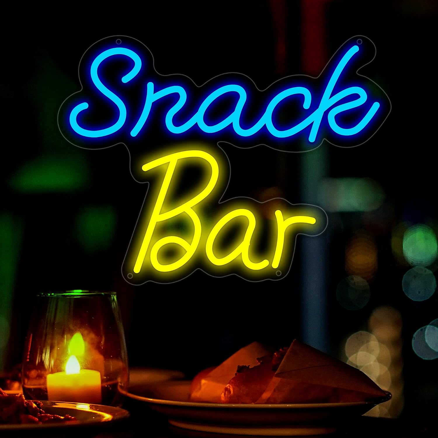 Snack Bar Neon Sign for Wall Decor, USB Powered Snack Bar Led Sign, Reusable Snack Light Up Sign for Boys and Girls, Light Up Sign for Bedroom and Livingroom