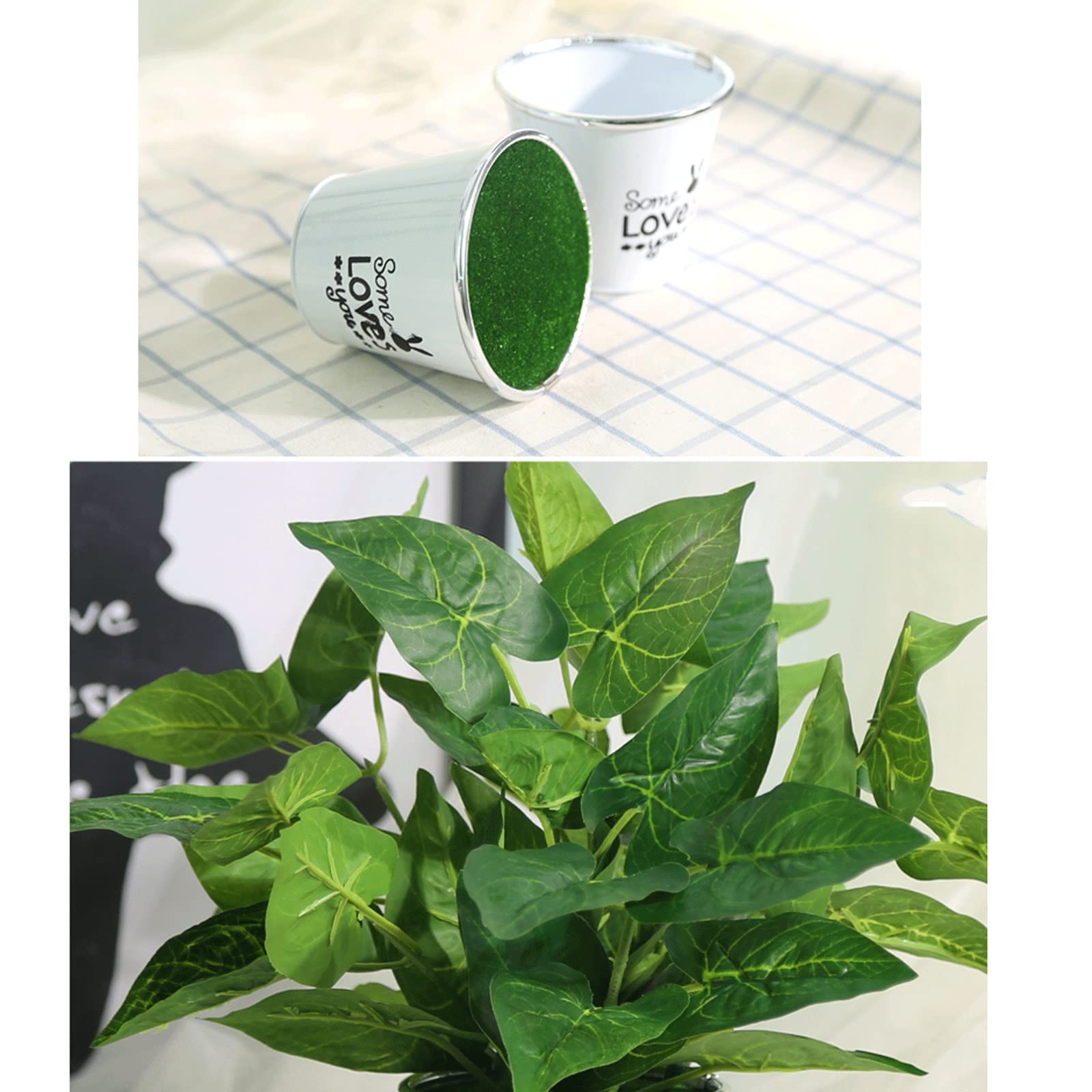 Plantes Artificielles Mini fausse plantes en pot Fake Greening Pot Pot Faux Potoud Herbs Petites plantes intérieures 11.8 "Tall for la pièce maîtresse de décoration de la table en verdure à l'intérieu