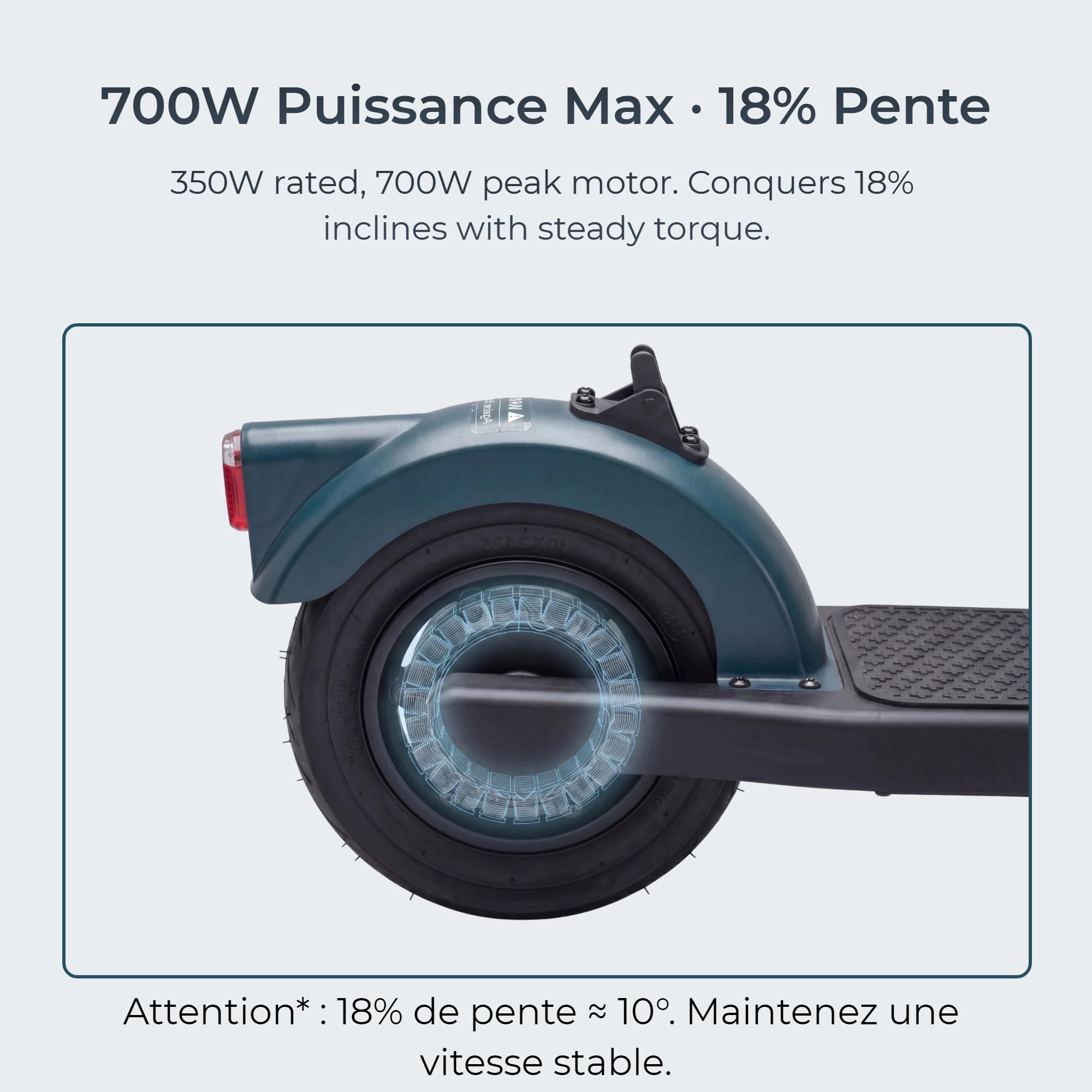 N5 Trottinette Électrique Moteur Arrière, 10" Pneu à Chambre