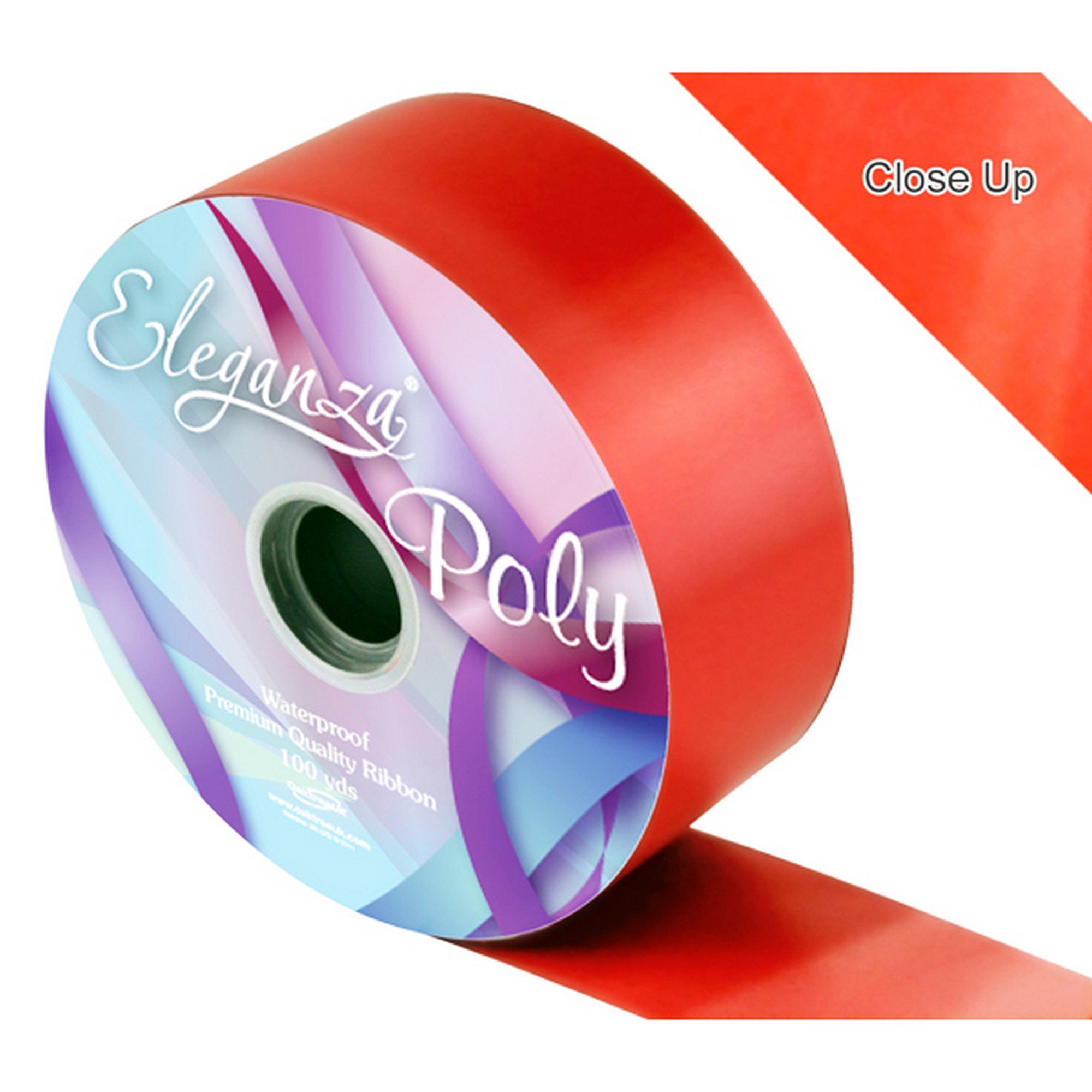 Eleganza Red Waterproof Poly Ribbon, 50 Mm X 91 M