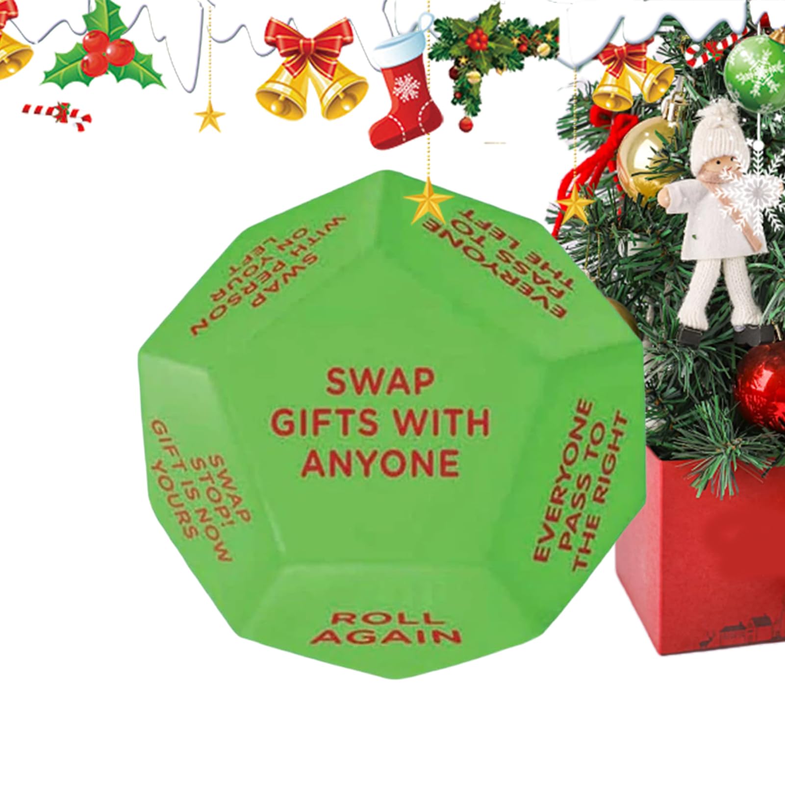 Santa Swap Present Exchange Dice, 7.6x7.6cm, Dice Game, Christmas Party Present Exchange D-ice, Game Dic-e For Teen Kids Lovers Gathering Friends Coworkers