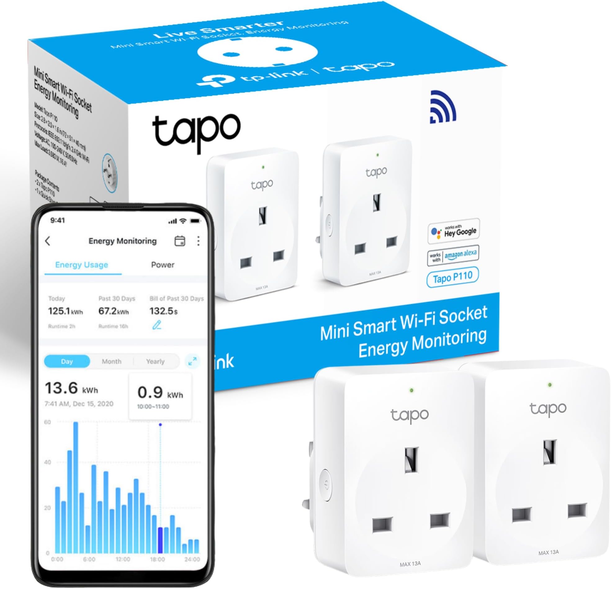 Tapo Matter Smart WiFi Plug with Energy Monitoring, Alexa Smart Plug
