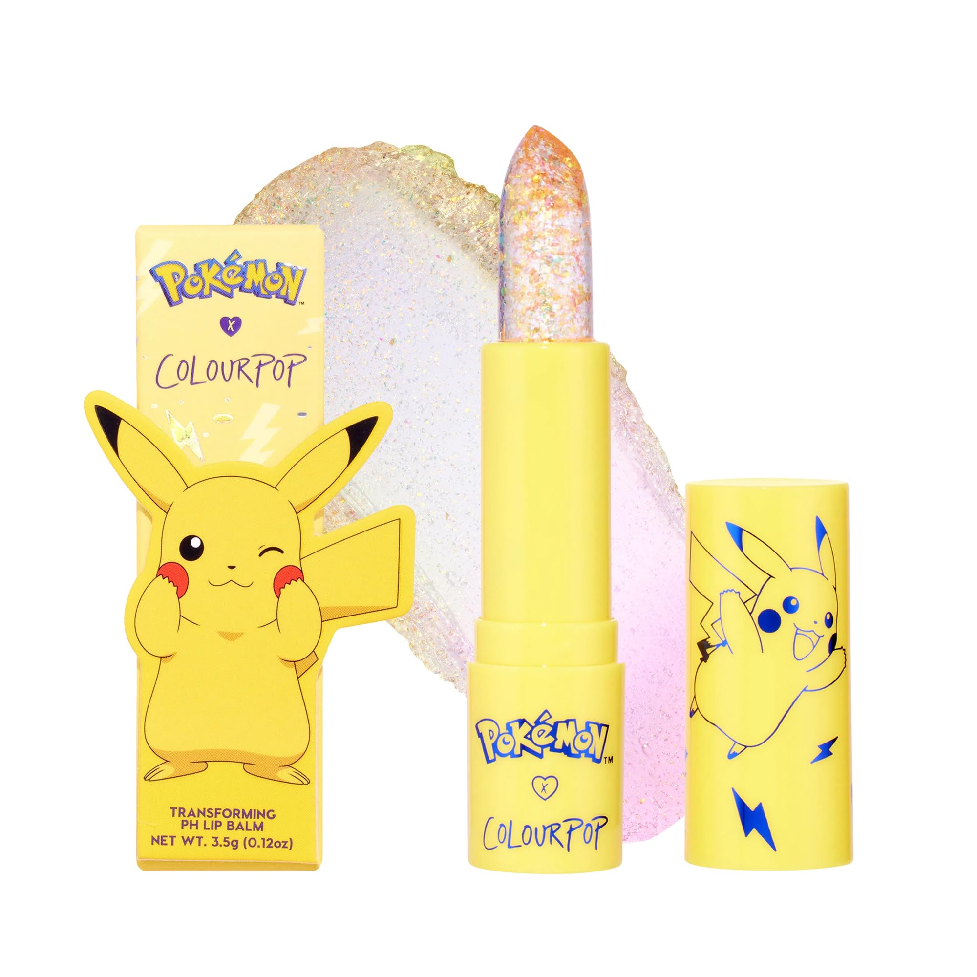 ColourPop x Pokémon pH Lip Balm - Color Changing Lip Balm Infused with Multi-Pearl Flakes & Lip-Loving Ingredients - Creates the Perfect Custom Pink Shade - Thunderbolt (0.12 oz)