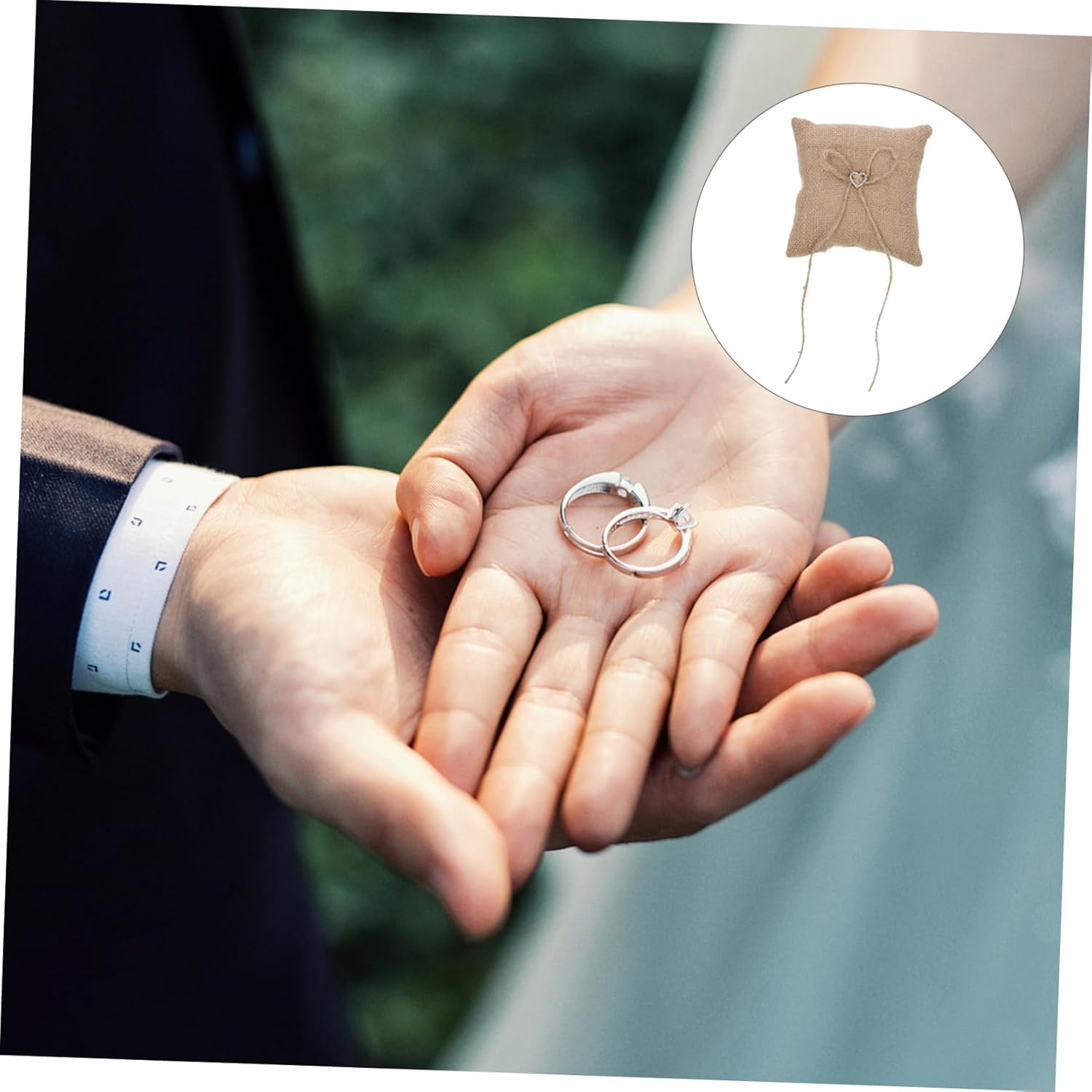 DECHOUS 4pcs Romantic Wedding Pillow Bows Ribbon Soft Cushion for Engagement and Bridal Ceremony and Elegant Jewelry Holder for Anniversaries and Special Occasions