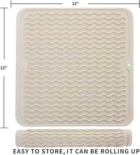Miniatura 564 de Tapete de silicona para secado de platos para múltiples usos, fácil de limpiar, ecológico, resistente al calor, tapete de silicona para encimera