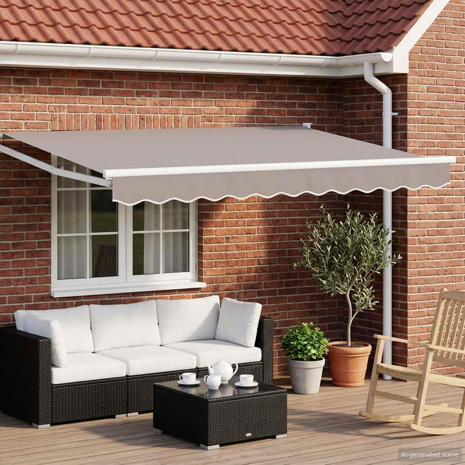 Foknhdi Elektrische Markise 3 x 2,5 m Gelenkarmmarkise mit Solarpanel und Fernbedienung, Ausziehbare Sonnenmarkise für Terrasse und Balkon, Aluminium-Gestell, Hellgrau und Weiß
