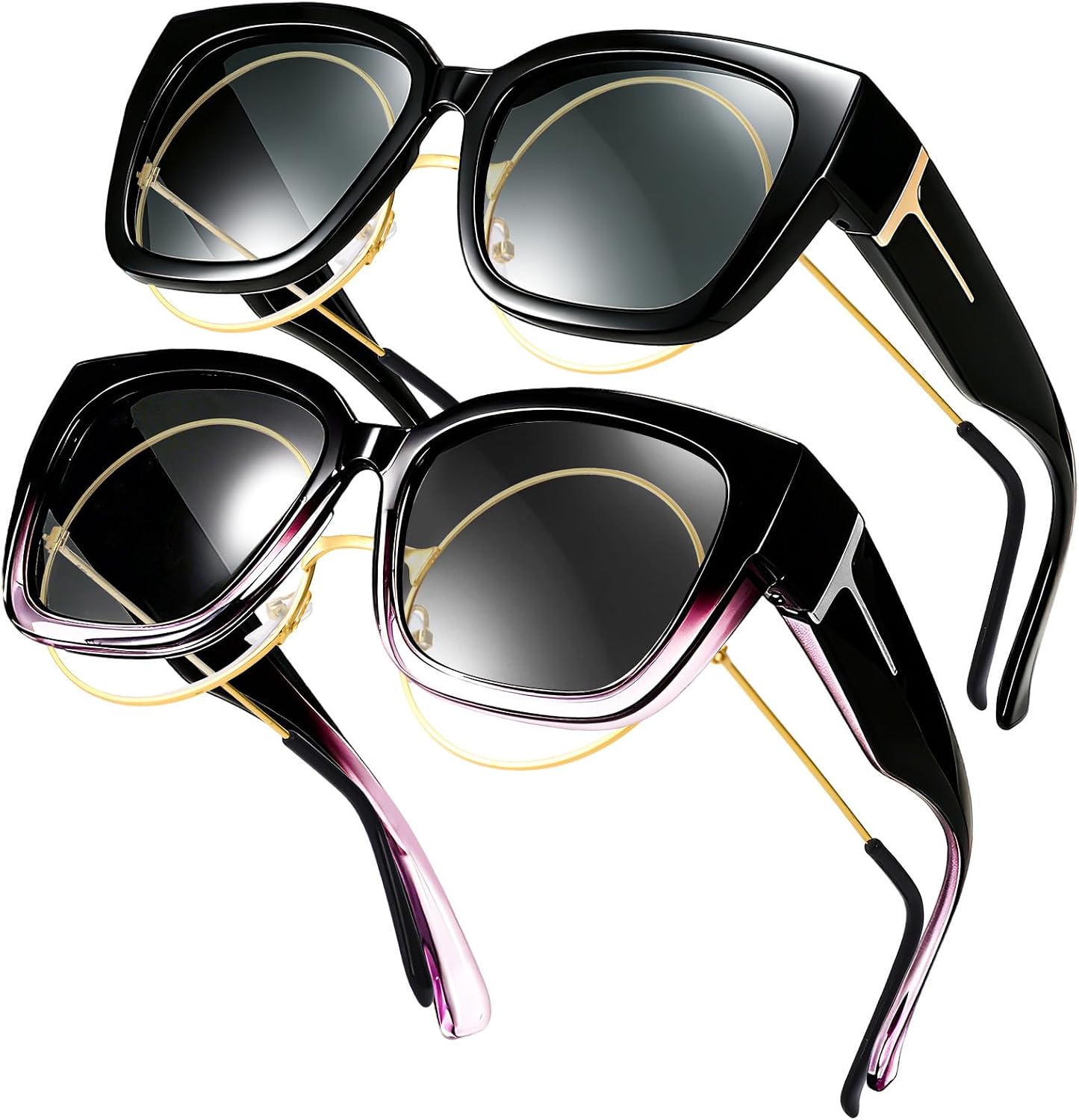 2 Pairs Polarized Fit Over Glasses Sunglasses Women OTG UV400