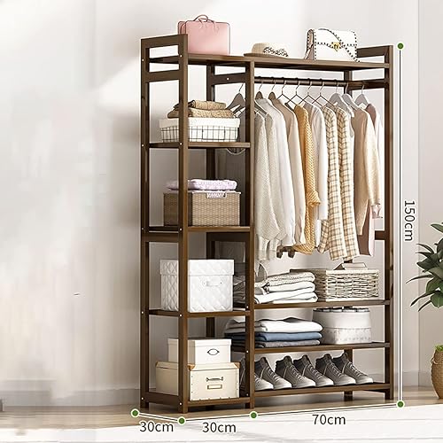 Miniatura 9 de Perchero de bambú para ropa con 3 estantes, organizador de armario, para el hogar y el dormitorio (43.3 x 11.8 x 59.1 in)