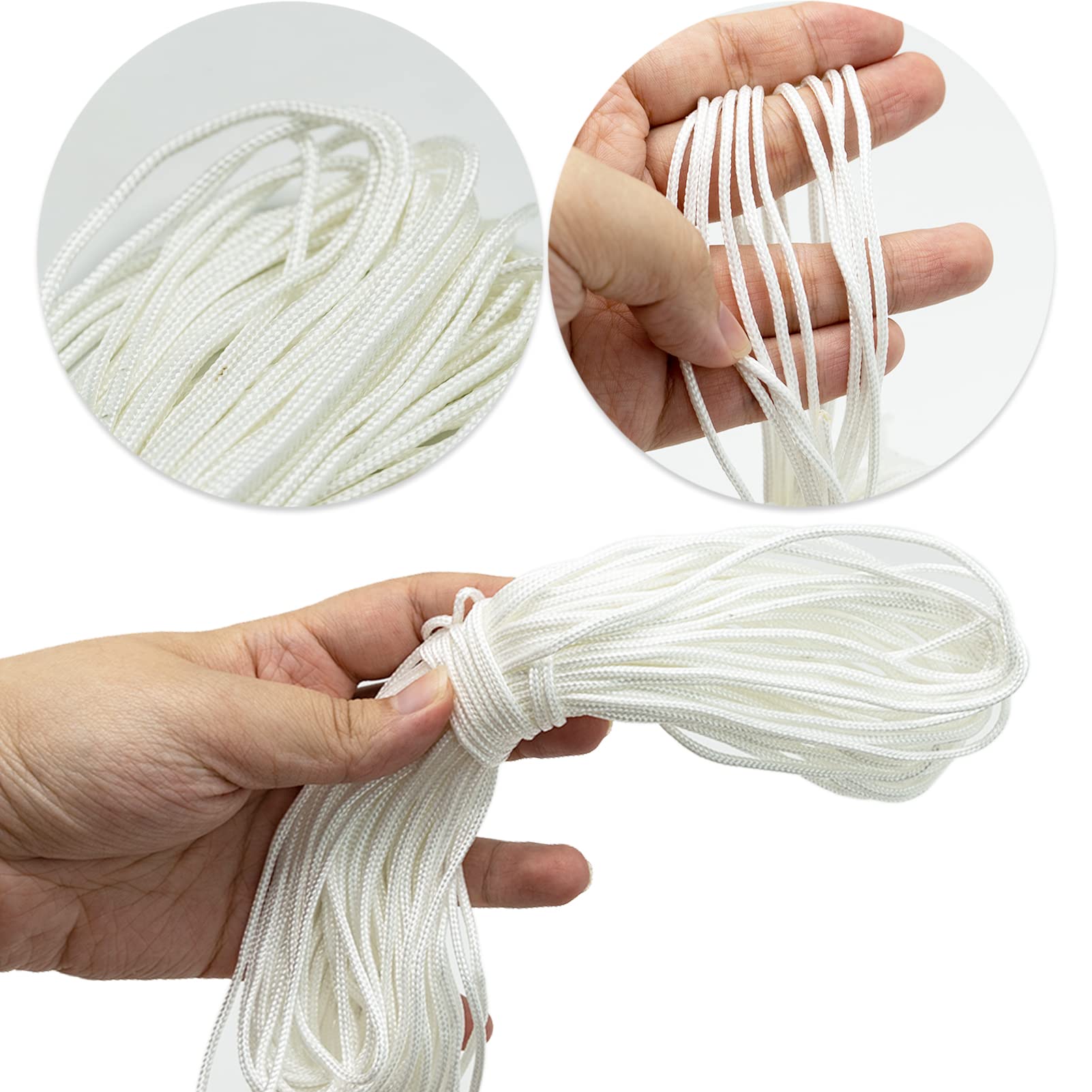 Sznurek do rolet rzymskich 2 mm, 20 metrów, biały, pleciony sznurek, biały sznurek, do podnoszenia, do obrazu, do zawieszenia, nylonowy, pleciony sznurek, do zawieszenia rolet, 20 m