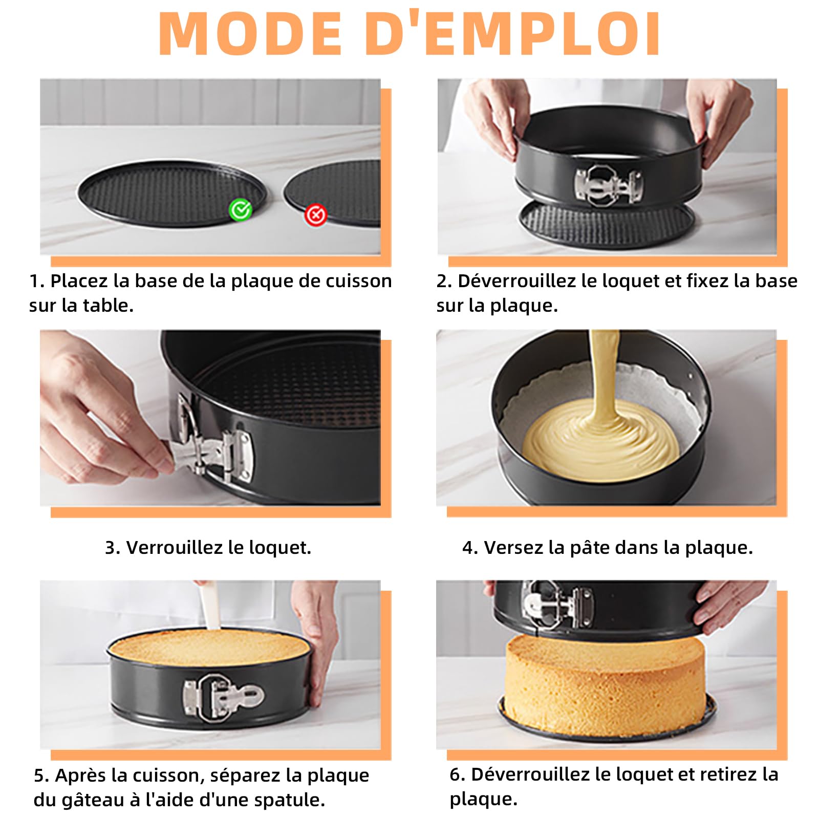 Moule à Charnière Rond 16 Cm Anti-Adhésif – Petit Moule à Gâteau En Acier Robuste Avec Fond Amovible