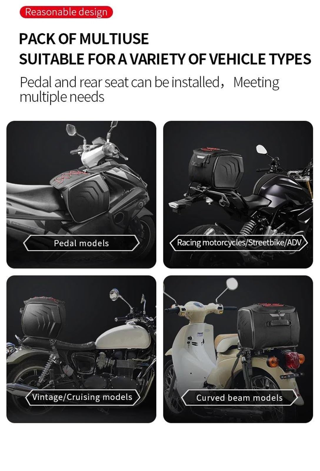 Estuche de Viaje Bolsas para Sillín De Motocicleta, para, Bolsa Trasera para La Mayoría Los Portaequipajes(Vert)