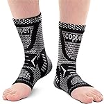 INDEEMAX Copper Ankle Brace Ankle Compression Sleeve Support Ankle Brace for Women & Men, Achilles Tendonitis Brace, Plantar Fasciitis, Sports, Silver Black, M