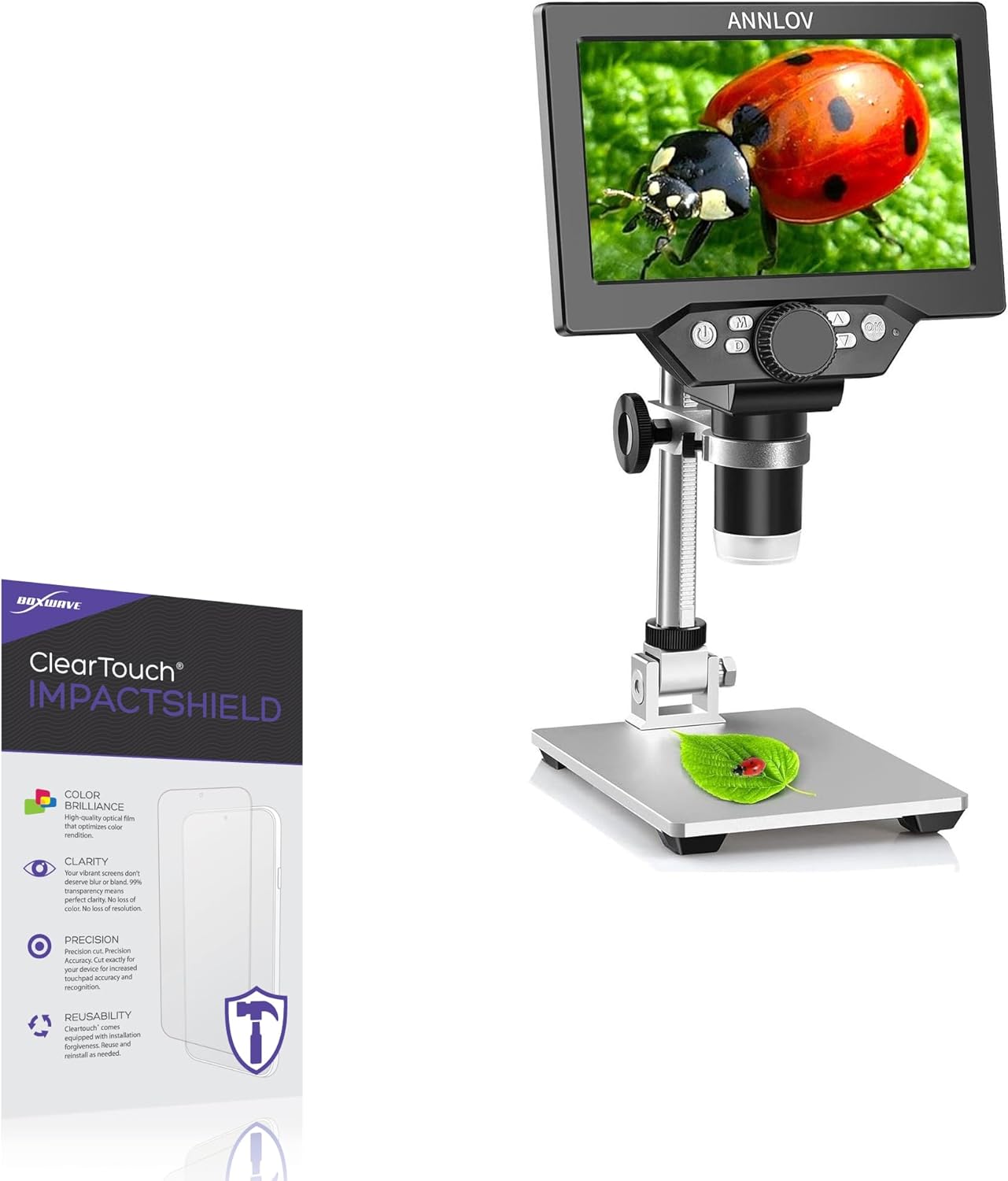 BoxWave Screen Protector Compatible with ANNLOV LCD Digital Microscope B089B3KRZH (7 in) - ClearTouch ImpactShield (2-Pack), Impenetrable Screen Protector Flexible Film