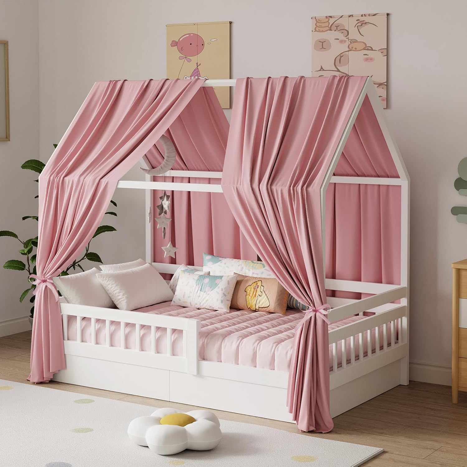 Zdada House Bed Canopy, Bed Canopy, House Bed Muslin with 2 Pieces Bed ...