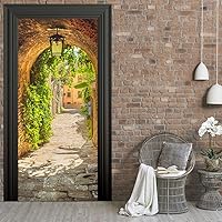 Vista 136 de 3D Pegatina de pared adhesiva para puerta - Poster de película de escaleras antiguas Premium PVC impermeable para pared de dormitorio y sala