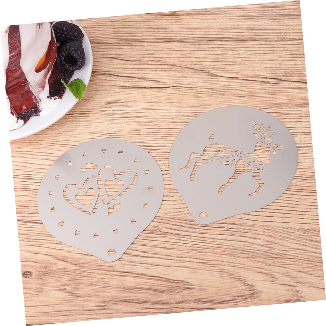 Amosfun 3 Juegos 6 Piezas Plantillas De Café Tragos De Expreso Molde De Café Plantilla De Spray De Leche s De Artes Capuchino De Arte Latte De Galleta Silver