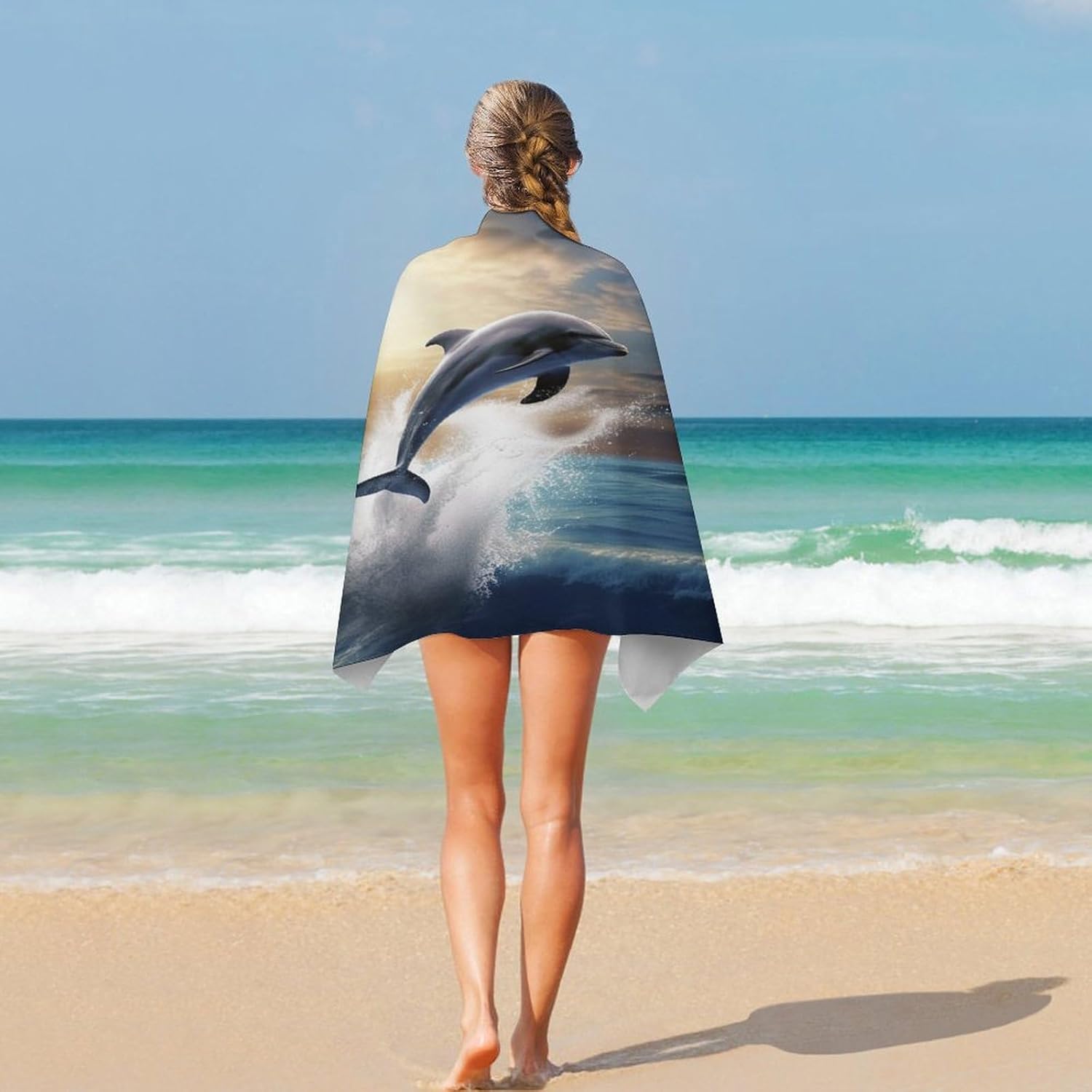 Swimming Towel, Beautiful Dolphin Printed Fashion Towel,Portable Towel,Durable Towel