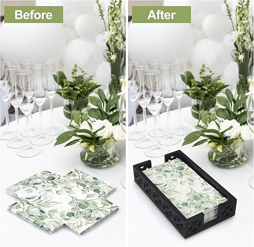 Miniatura 7 de Toallero de invitados para servilleteros de baño, moderno, desechable, para toallas de mano, cesta de madera negra para servilletas de papel de