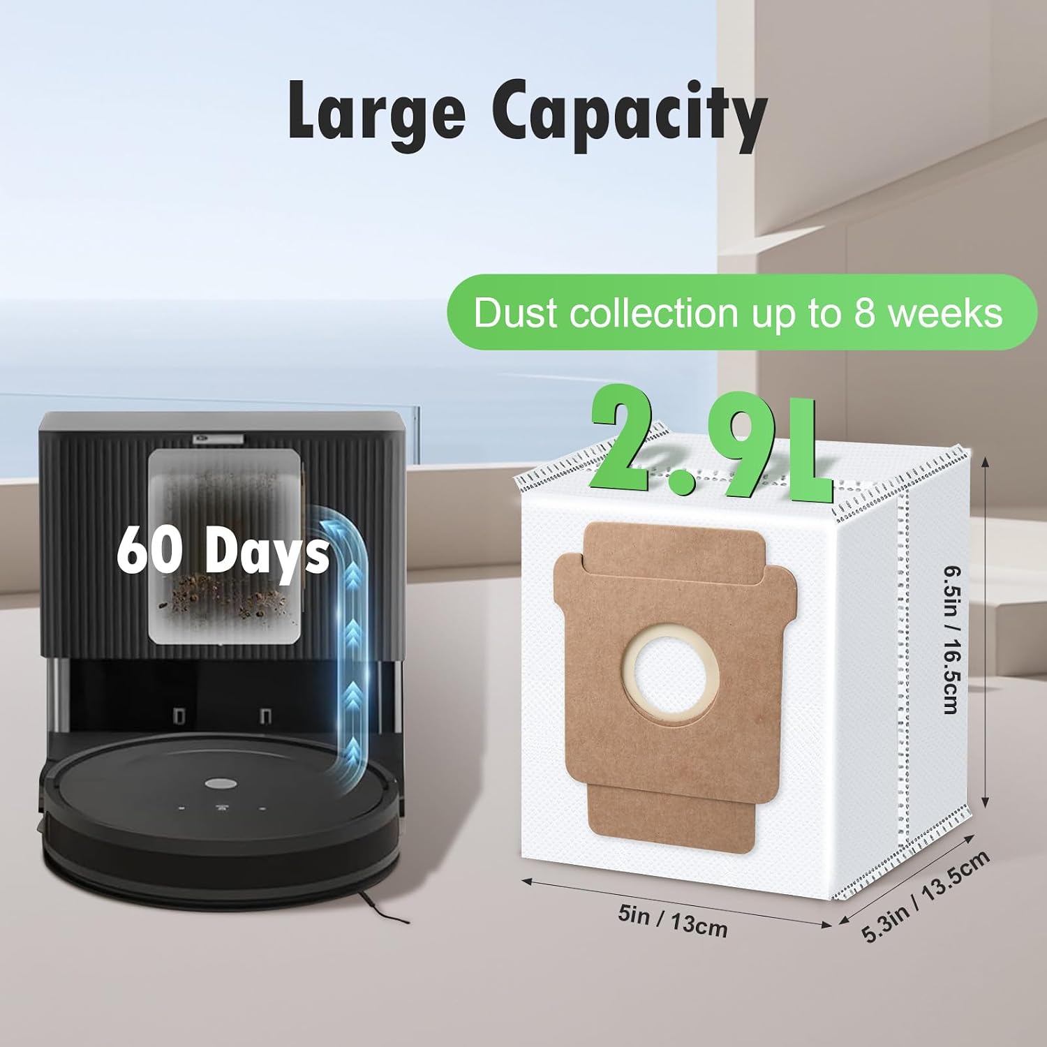 12 Pack Replacement Dust Bags Compatible with iRobot Roomba Vacuum Cleaner | for i, j, s Series, Roomba 104, 105 Vac, 105 Combo, Plus 405, Plus 505 Combo, Max 705 Vac, 705 combo, Disposable Vacuum Bags