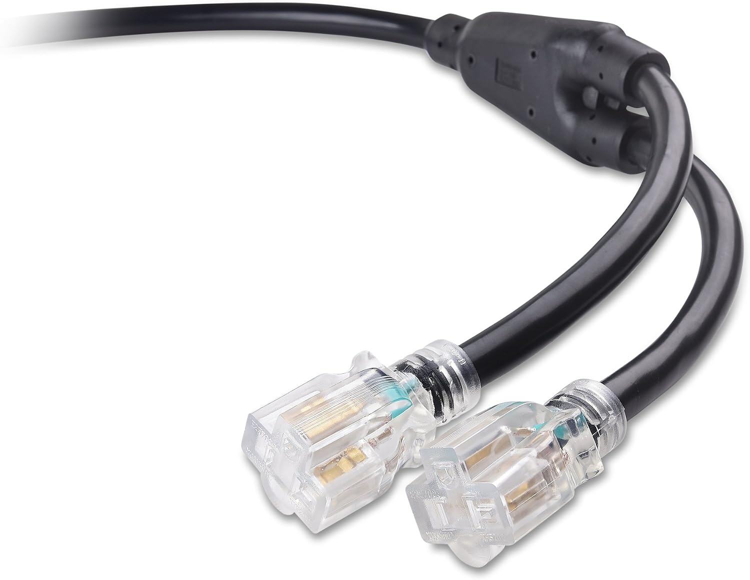 Cable Matters LED-Lit 3 Prong 30 Amp to 15 Amp Adapter for Generator (30 AMP to 110 Adapter Splitter) 3 Feet - NEMA L5-30P to 2X 5-20R