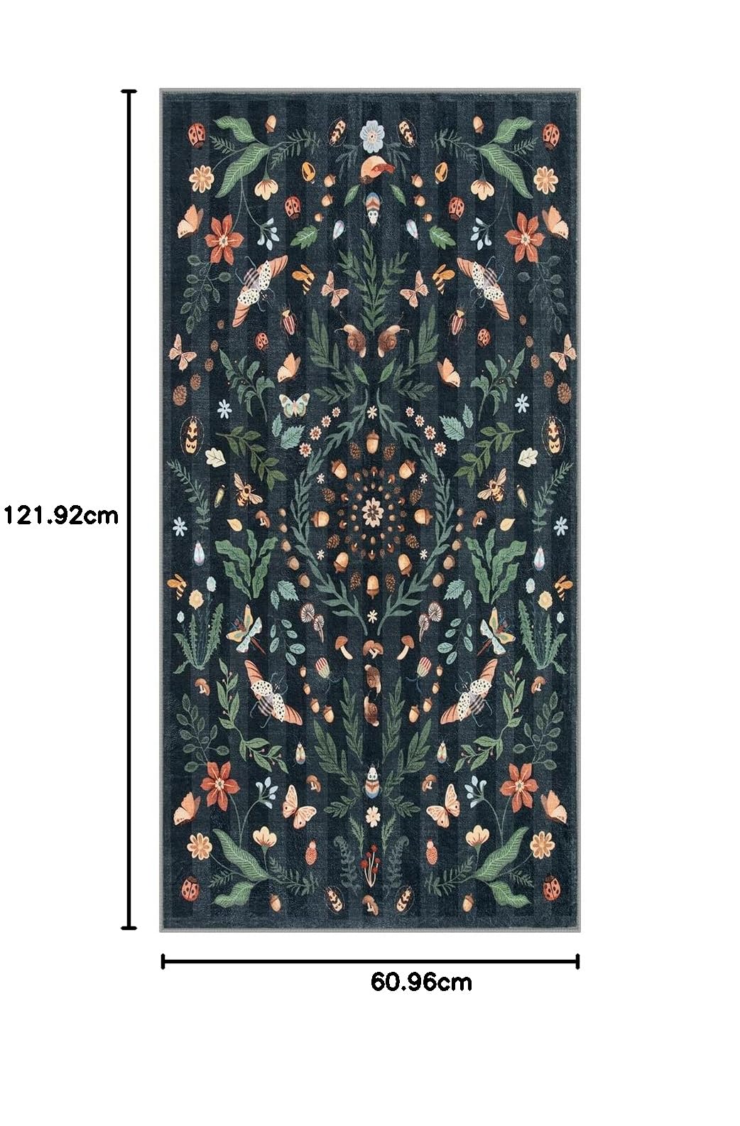 Lahome Owad botaniczny, 2 x 4, czarny chodnik kuchenny, antypoślizgowy, zmywalny, chodniki na korytarz, antypoślizgowy dywanik łazienkowy, miękkie chodniki do przedpokoju, pralni, sypialni (czarny, 2