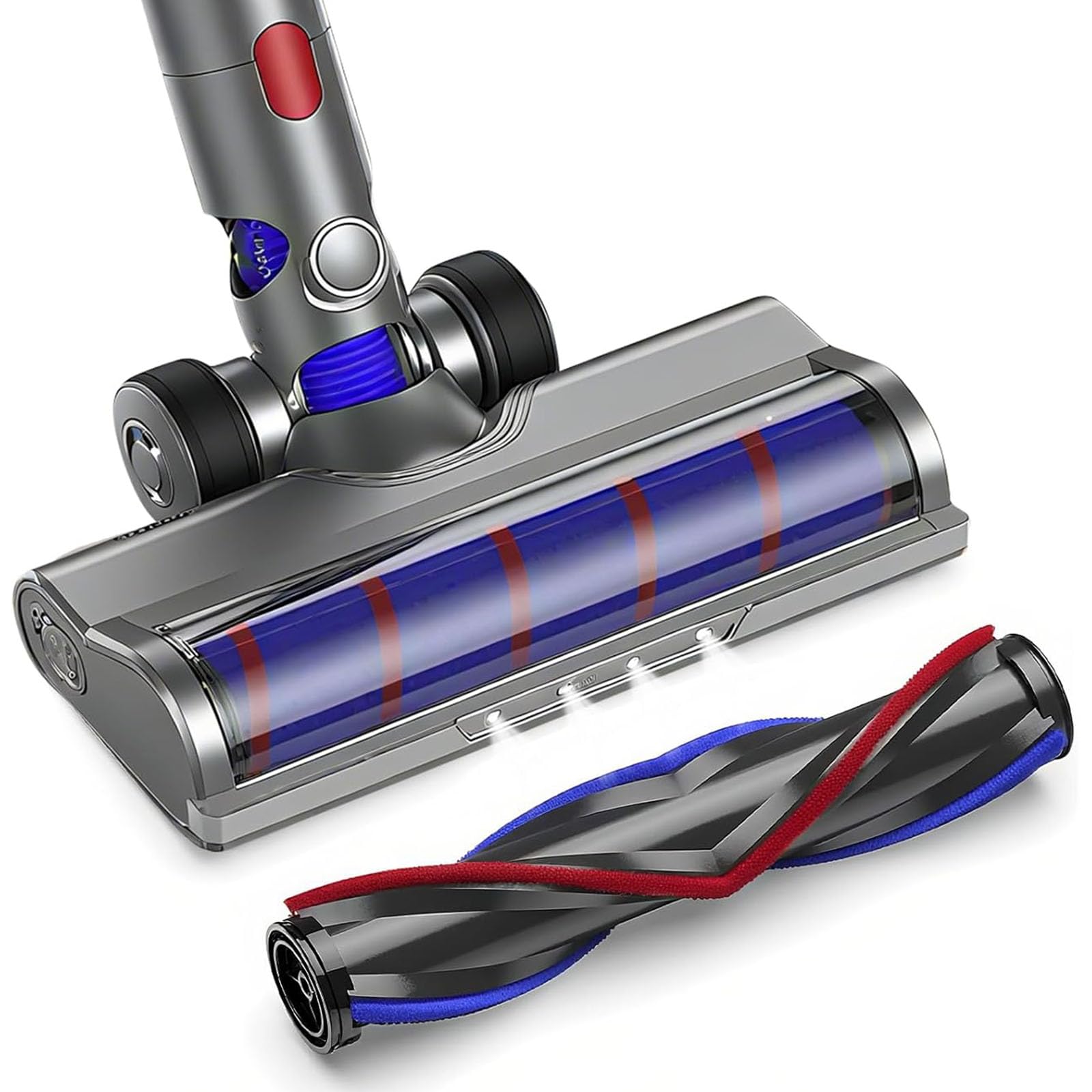 Cabezal turbo con 4 luces LED y rodillo mixto compatible con Dyson V8 V11 V15 para alfombras