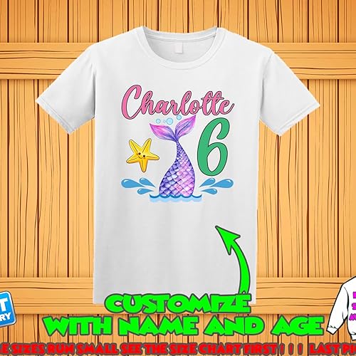 Miniatura 7 de Camisa de cumpleaños de sirena, camiseta personalizada con cola de sirena, camiseta de sirena personalizada, camisas familiares de sirena, camisetas