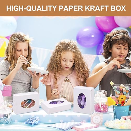 Miniatura 7 de PINKXHY 100 mini cajas de papel kraft con ventana, cajas redondas de embalaje de jabón, caja de regalo de cartón para regalo de jabón casero, dulces