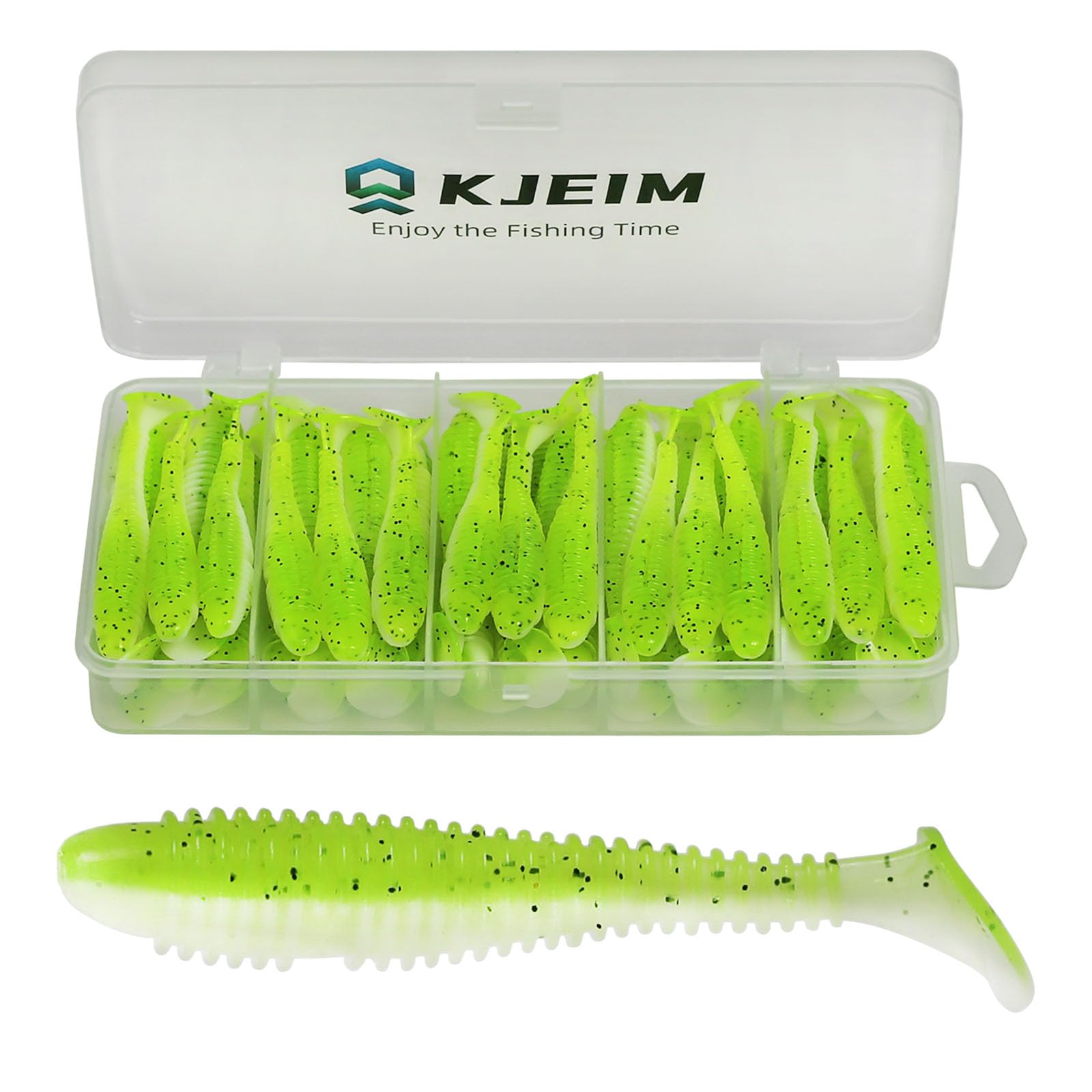 Paddle Tail Swimbaits, 50 PCS Ribbed 3 Inchs Soft Plastic Fishing Lures for Bass Trout Crappie Walleye Saltwater/Freshwater Fishing