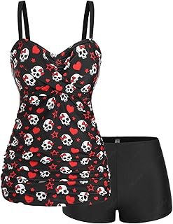 Rosegal Womens Plus Size Curve Gothic Tankini Swimwear...