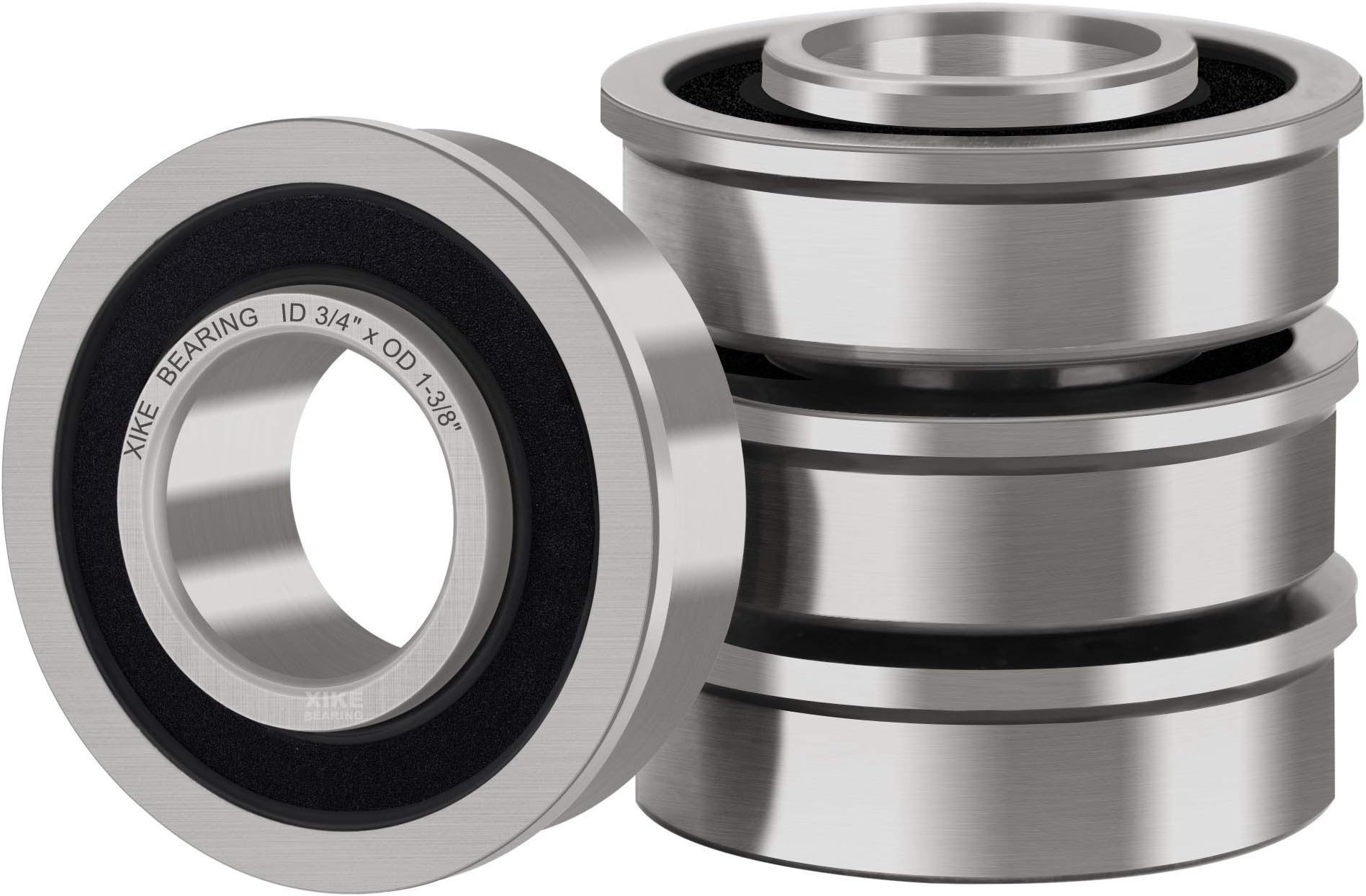 XiKe 4 Pcs Flanged Ball Bearings ID 3/4" x OD 1-3/8", Applicable Lawn Mower, Wheelbarrows, Carts & Hand Trucks Wheel, Replacement for 9040H, 532009040, 532124959, 91334, 491334MA, 5920H, 9040HR,9040N.