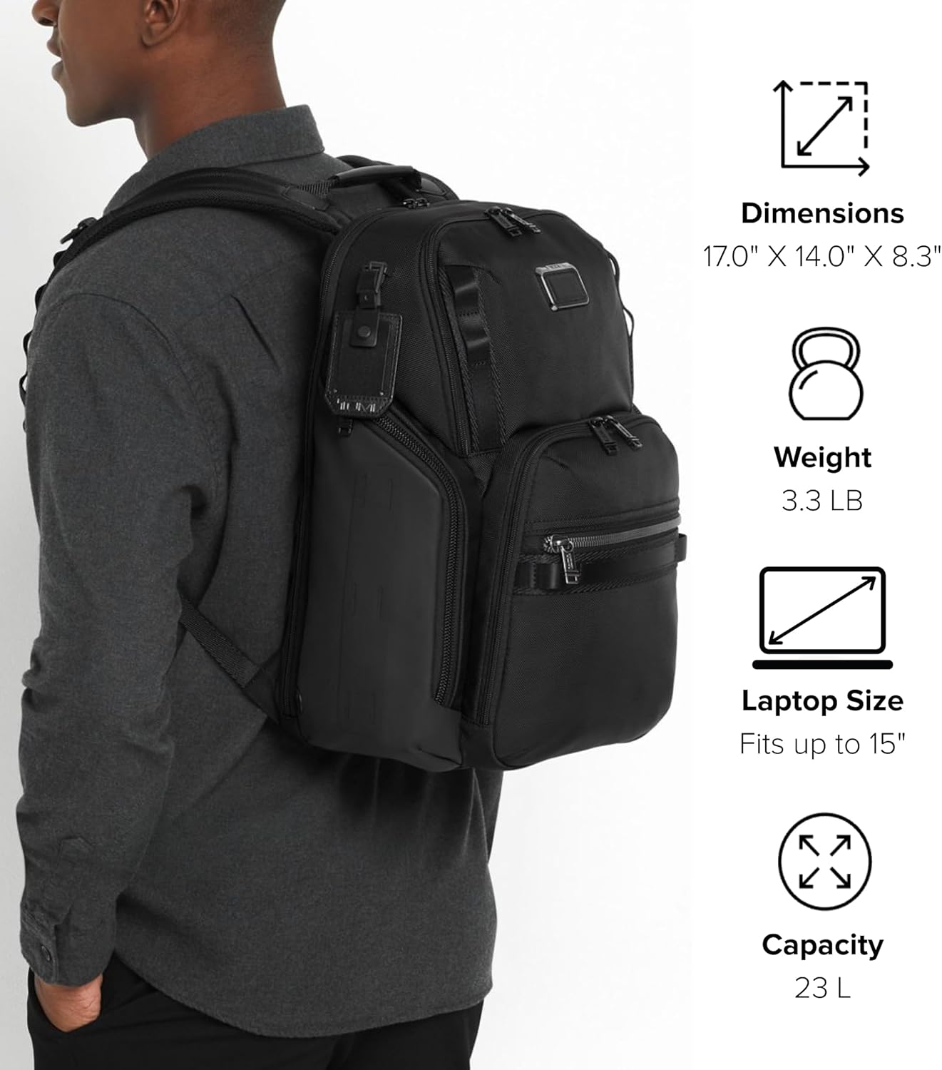 Tumi Mens Search Backpack Navy Coated Canvas One Size