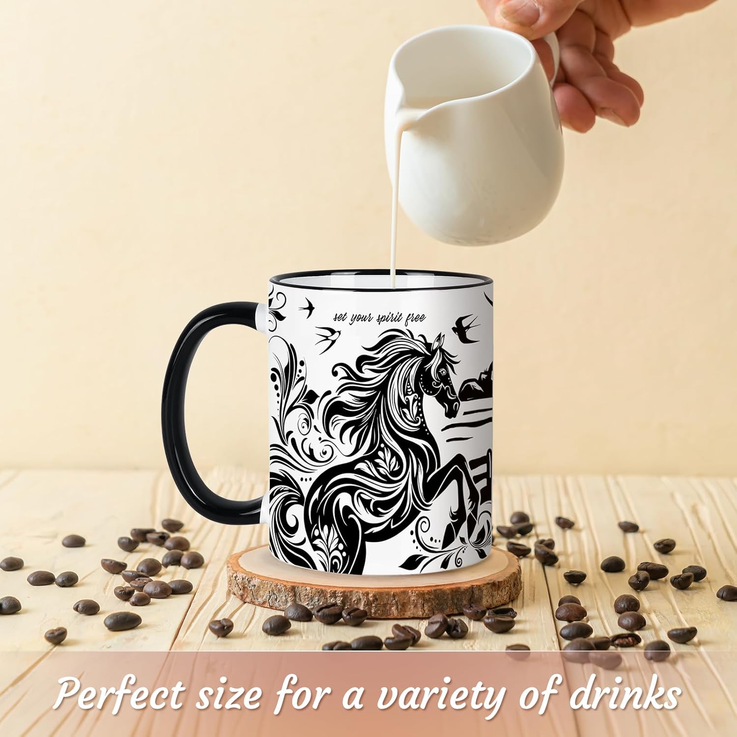 Horse Mug 11 Oz Horse Gifts Valentines Day Birthday Gifts for Women Men, Black and White Boho Mug Equestrian Gift Birthday Gift, Graduation Gift for Women Men, Ceramic Cup Microwave & Dishwasher Safe - Image 6