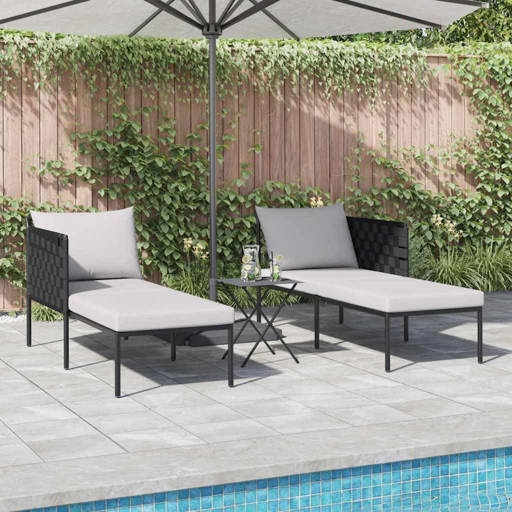 Leżak Antracyt 153 x 115 x 69. 5 cm Stal malowana proszkowo Odporna na Warunki Atmosferyczne Poduszka Ogrodowy Fotel Wypoczynkowy z Podłokietnikami 2 Osobowy Design na Taras i Wytrzymały 200 kg