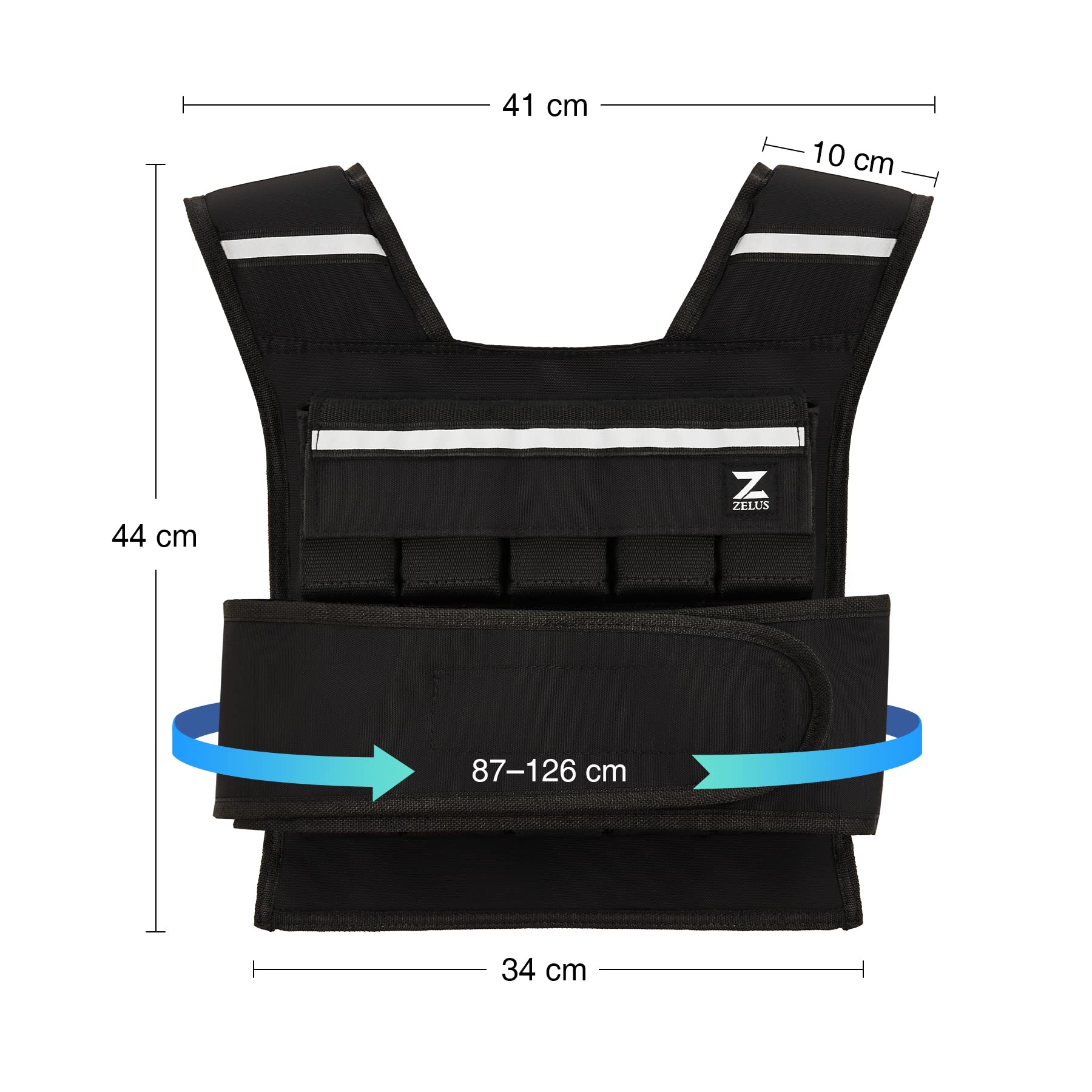 ZELUS Kamizelka obci¹¿eniowa regulowana, 0,5 – 20,5 kg, kamizelka treningowa z 20 regulowanymi ciê¿arkami, kamizelka do biegania dla kobiet i mê¿czyzn, kamizelka fitness, kamizelka sportowa, kurtka treningowa