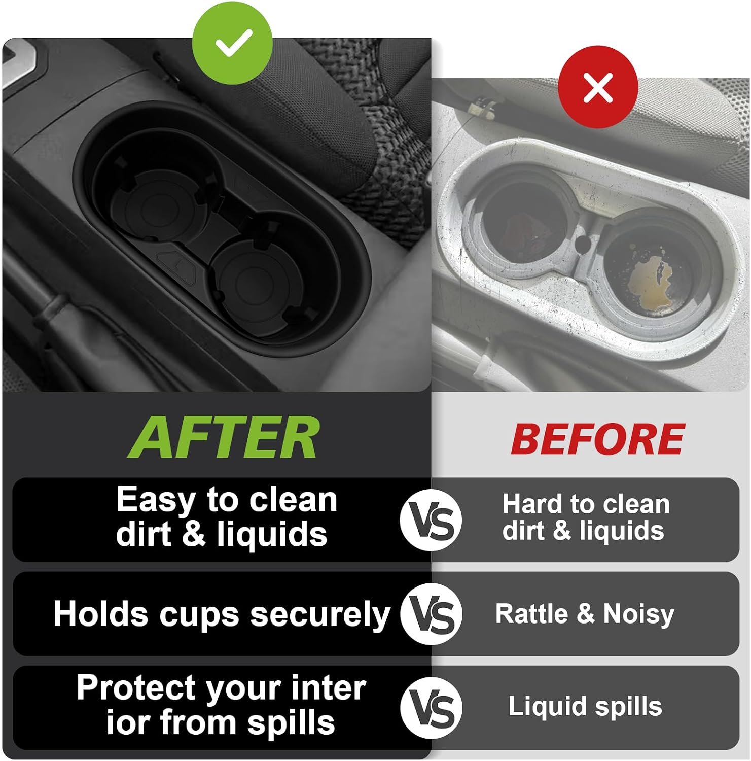 Muslogy Center Console Cup Holder Insert Compatible with 2005-2021 Nissan Frontier Accessories Middle Console Armrest Front Drink Holder Organizer Non-Slip Silicone Drink Stopper