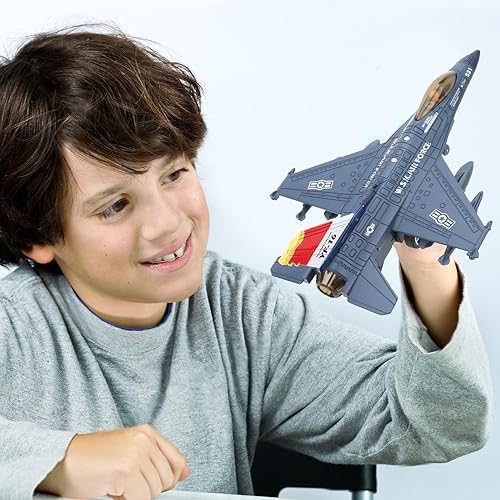 Miniatura 5 de Juguetes de aleación de avión de combate con sonido, luz y tirar, regalo para niños y niñas