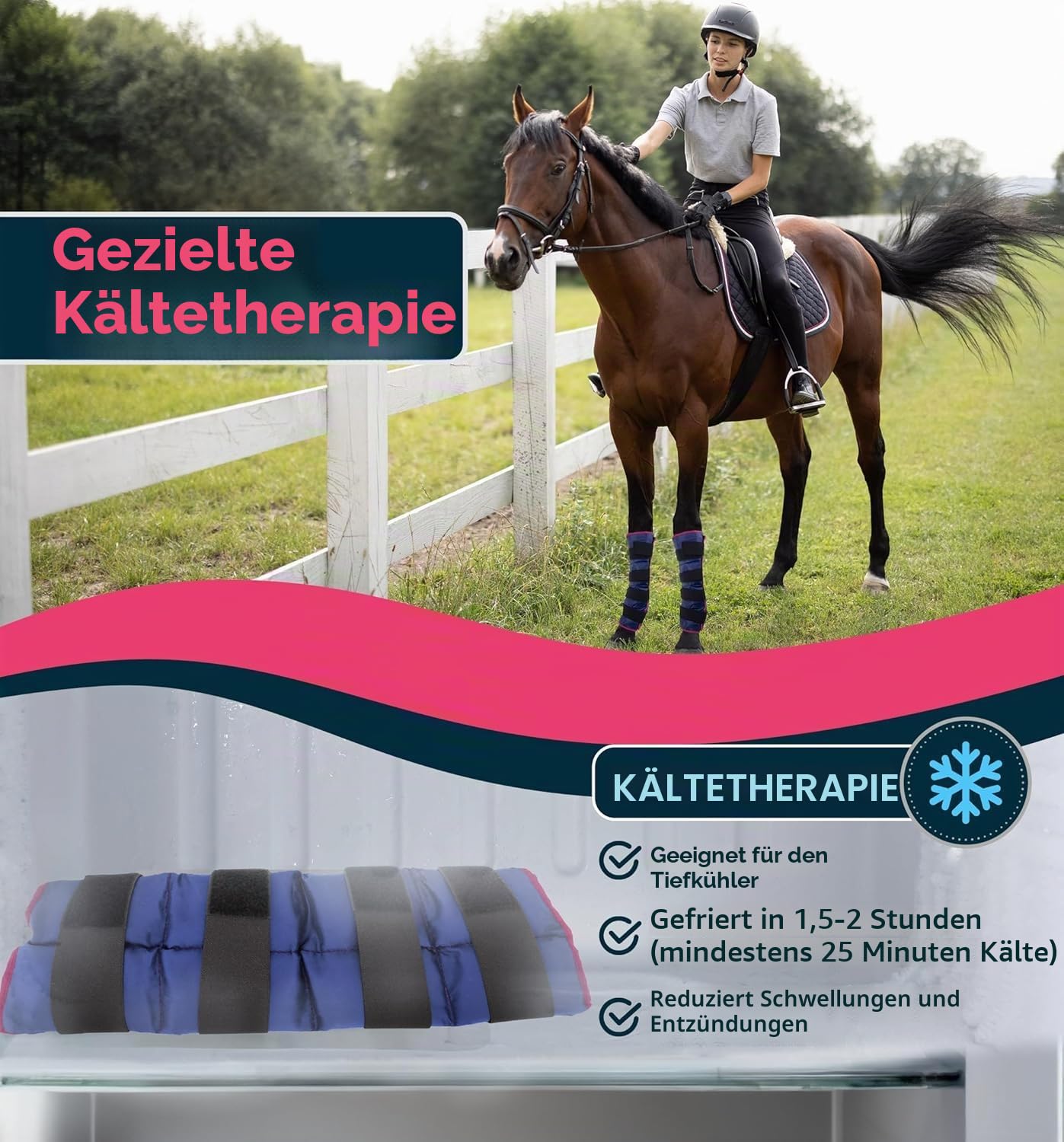 Magic Gel - Kühlgamaschen für Pferde - Gamaschen zum Kühlen von Sprunggelenk, Knöchel, Knie und Hufe - Kühlbandage für Pferde (Twin Ice Boot)