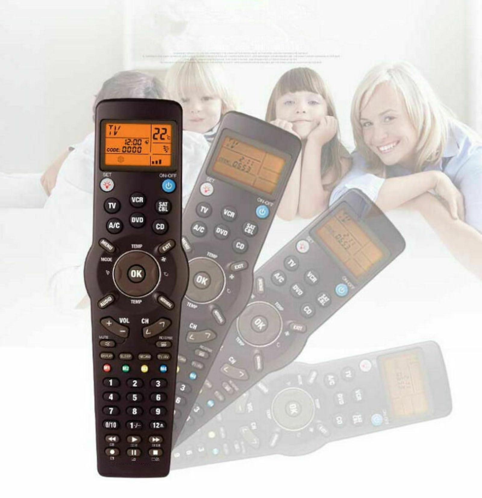 CHICHIYANG Télécommande Universelle 6 en 1 avec Écran LCD et Fonction d'Apprentissage, Matériau ABS pour TV/TXT, DVD, CD, Magnétoscope, SAT/Câble, A/C