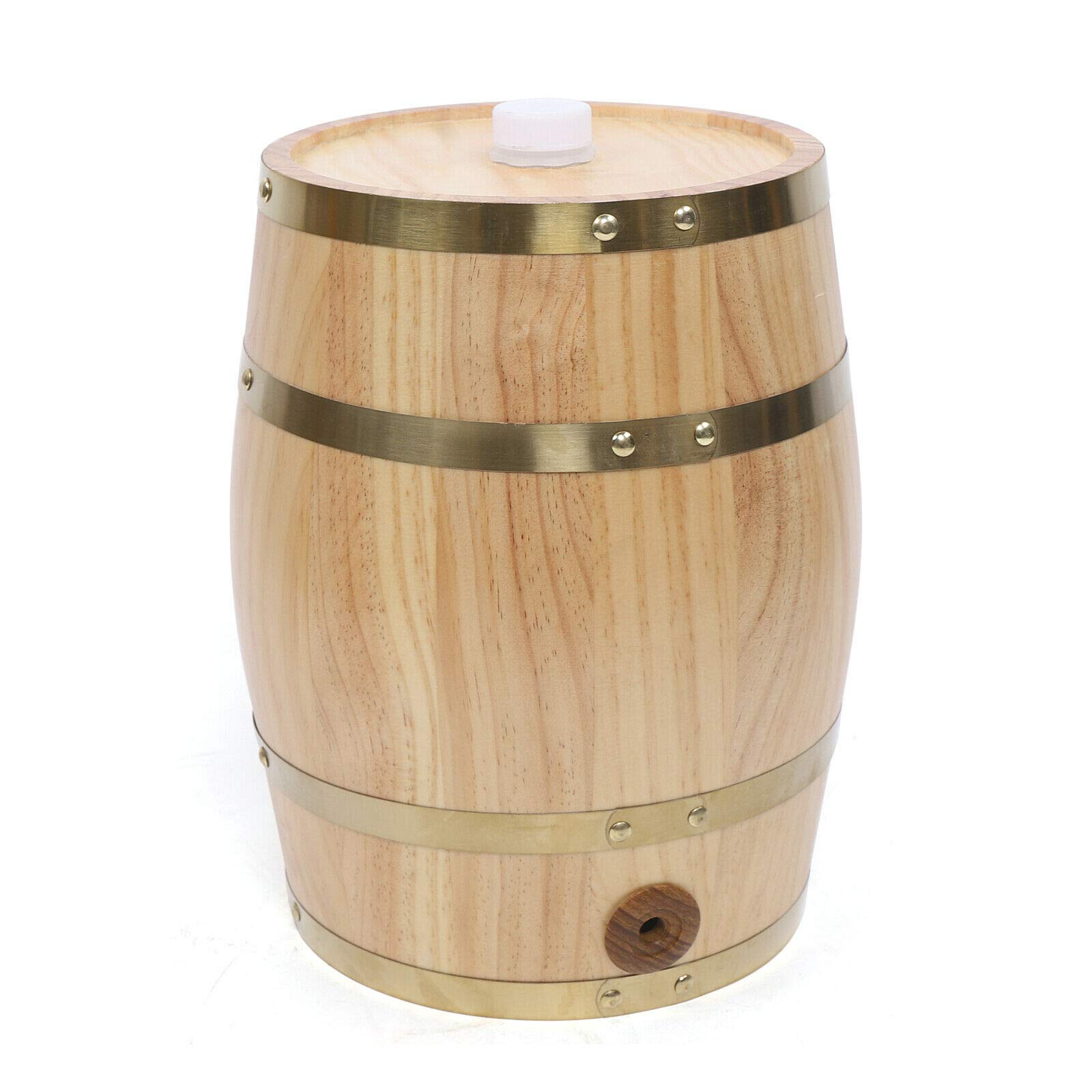 Gdrasuya10 Pine Wood Barrel, Freestanding Wooden Barrel Wine Barrel for Storage Aging Wine Whiskey Spirits Wine Barrel (10L)