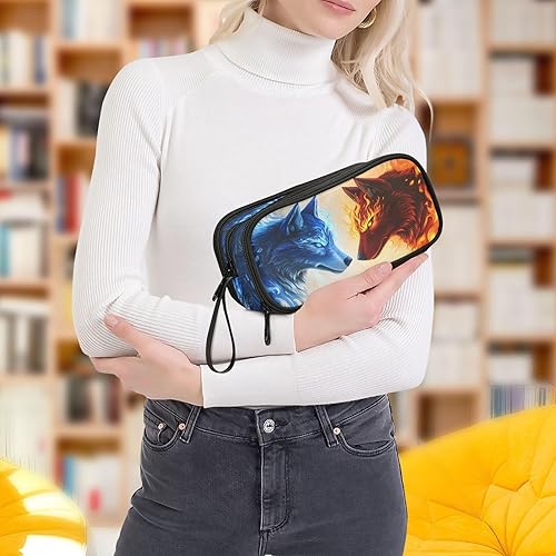 Vista 330 de Estuche para lápices de fútbol y fútbol, estuche grande para lápices para niños y niñas, compartimentos con cremallera, gran capacidad, papelería