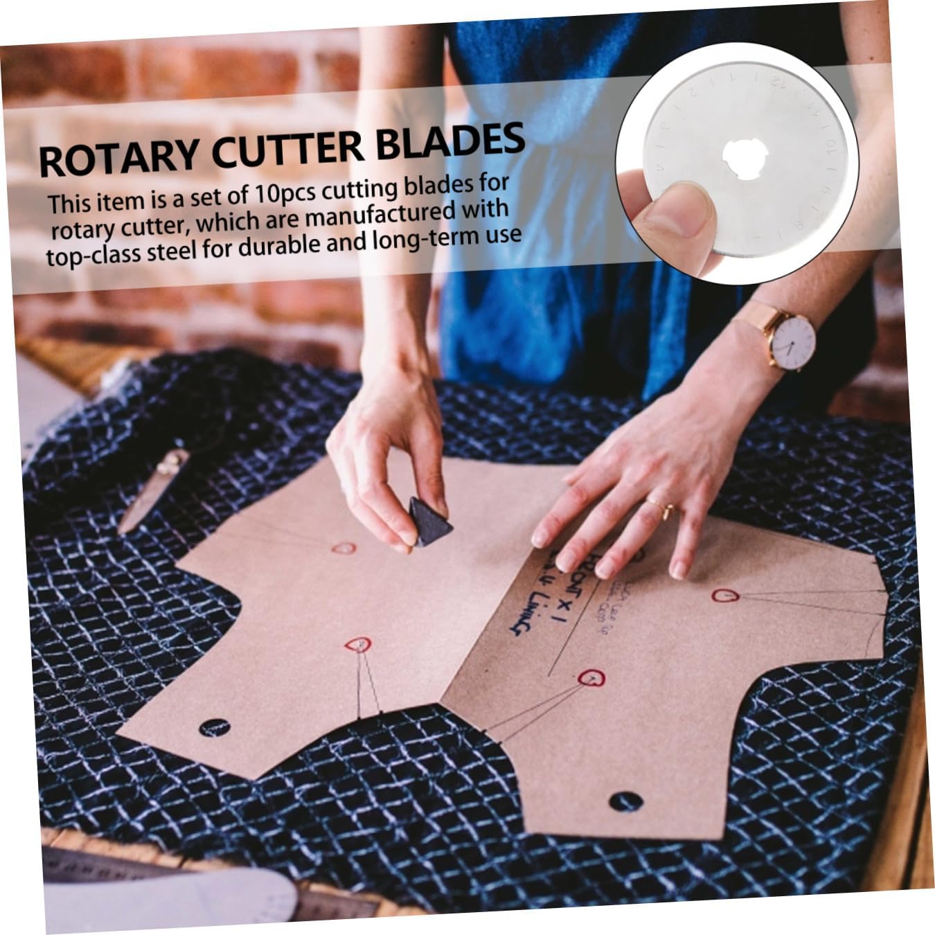 SEWACC 10pcs Rotary Cutter Blades for Fabric Crafts Ultra-thin for Precision Cutting Easy Replacement Convenient Storage Case