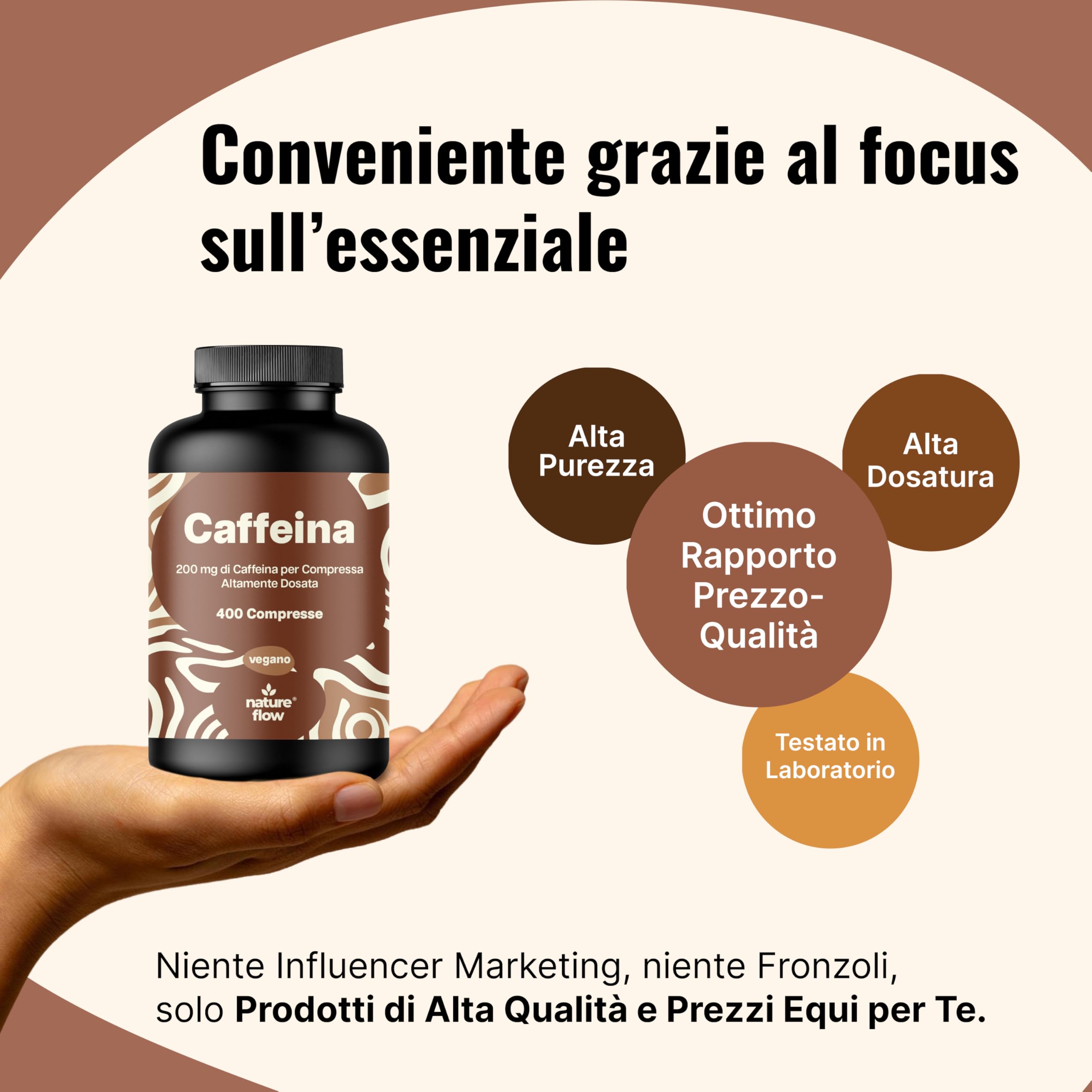 Caffeina Pura – 400 Compresse – 200 mg per Compressa – Alto Dosaggio – Vegano – Prodotto in Germania - Caffeina Integratore - Testato in Laboratorio