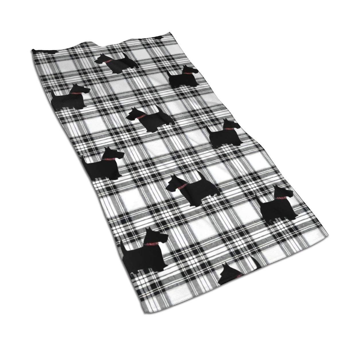 Scottish Terrier Plaid Scotty Dog Hand Towels 15.7x27.5 Inches Microfiber Soft Face Towels, Super Absorbent and Quick Drying Towel for Bath, Hand, Face, Gym and Spa