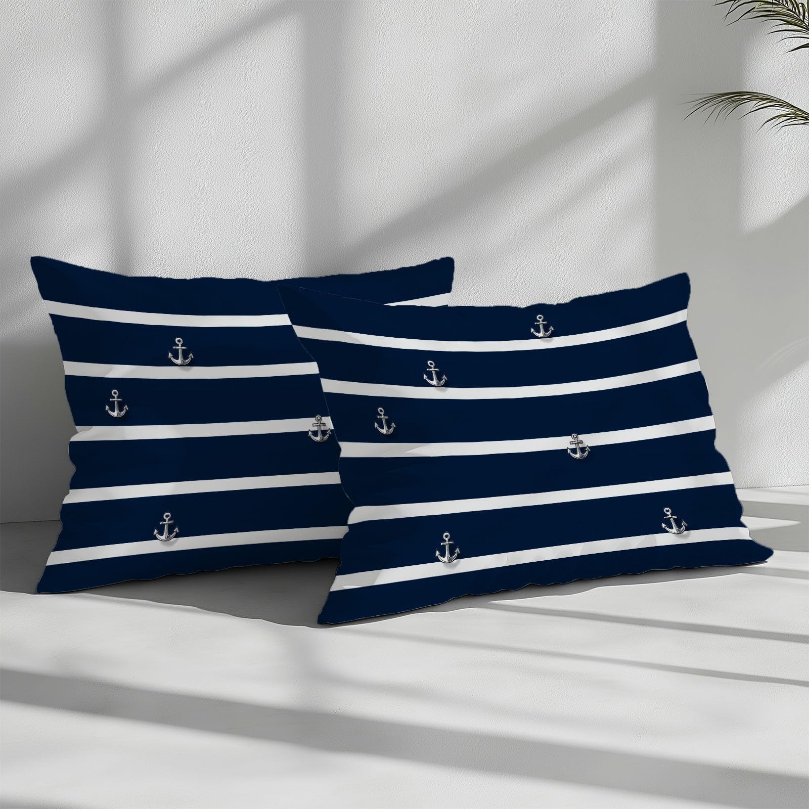 Housse de Couette Bleu Marine Blanc Rayures Parures de lit 220 x 240 cm Garçons Filles Adulte Ado, Parure de Lit Microfibre