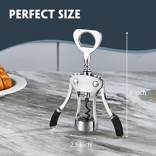 Miniatura 2 de Abridor de vino, sacacorchos ergonómico con aleación de zinc, abridor de botellas de vino 2 en 1, abridor de vino y cerveza de primera calidad para