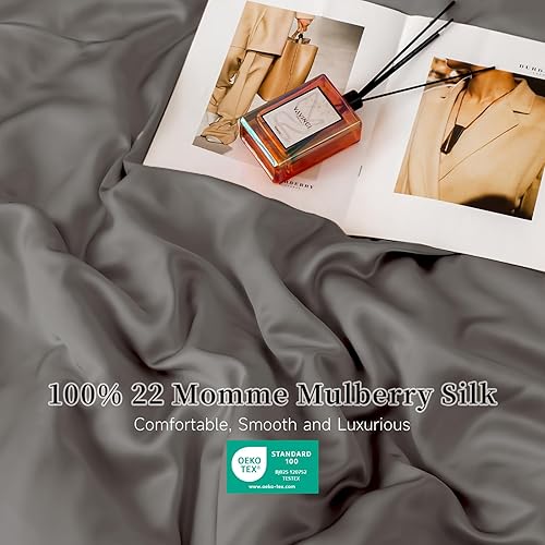 Miniatura 2 de THXSILK 22 Momme - 1 funda de edredón de seda, 100% seda de morera de grado superior, funda de edredón de seda con cremallera (tamaño King, color