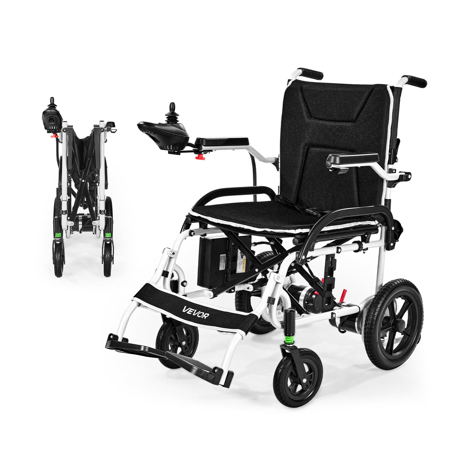 VEVOR Silla de Ruedas Eléctrica para Adultos Capacidad de 100 kg Plegable Ligera Motorizada Autonomía de 19,3 km Ajuste de 5 Velocidades Todoterreno Portátil para Personas Mayores, Discapacitadas