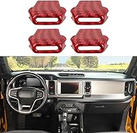 Vista 12 de Jimen Compatible con Ford Bronco 2021-2023, 4 piezas de cubierta de botón de ajuste de ventilación de aire de consola central (fibra de carbono)