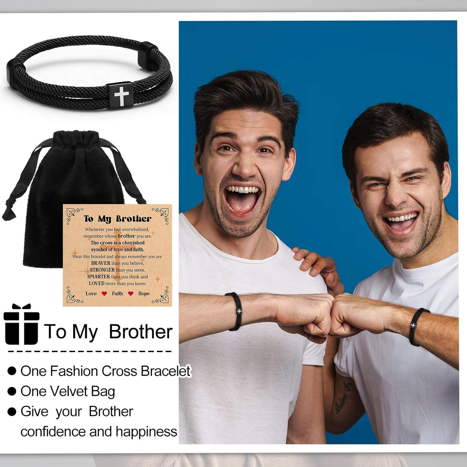 Tondiamo Cross Bracelet for Men Valentines Religious Christian Inspiration Gift for Easter Baptism Communion Birthday Favors - Image 3